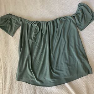 Dark sea foam Flowy no shoulder blouse